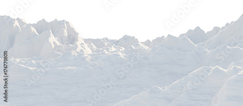 Snow-Covered Hills Under a Calm Sky. 3D render.	

