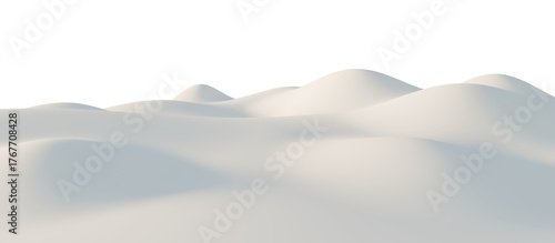 Snow-Covered Hills Under a Calm Sky. 3D render.	
