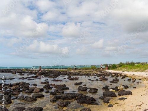 Black rock on the beach - Pointe-aux-Cannoniers (Mauritius)