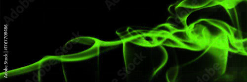 Acid green y2k halftone overlay background with smoke or fire motion texture. Vector graphic asset for web design, banner, wallpaper.