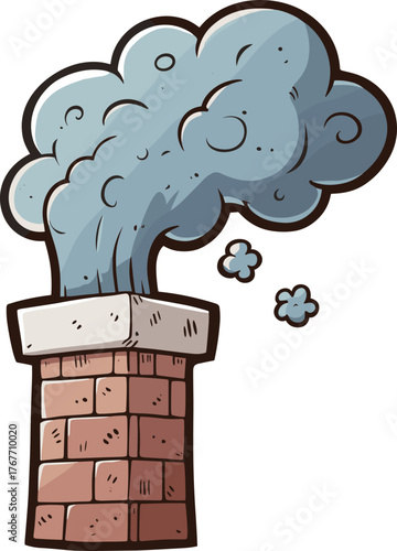 煙突から出てくる黒煙のイラスト