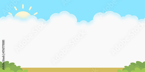 green grass and blue sky with clouds