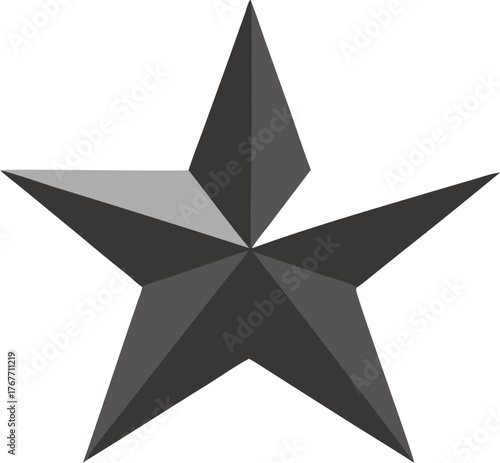 Geometric five pointed star shape with shading and highlights