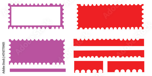 Set of Black Frames with Perforated Edges – Minimal Stamp Border Collection for Labels, Mockups, and Graphic Design