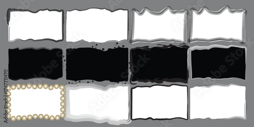 Set of Black and White Frames – Minimalist Photo Frame Collection for Gallery, Wall Decor, and Mockup Design