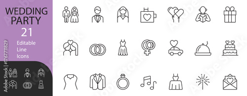 wedding, marriage, celebration, love, couple, engagement, ceremony, icon, ring, dress, bouquet, bride, groom, cake, invitation, party, gift, decoration, design, set, nubes, dance, menu, music, photo, 