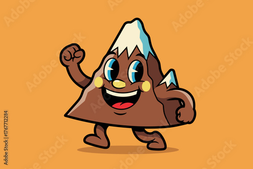 Joyful Mountain Peak Character with Snow Cap and Cheerful Expres