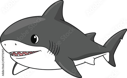Cartoon shark cute shark ocean animal sea life marine predator teeth fins jaws