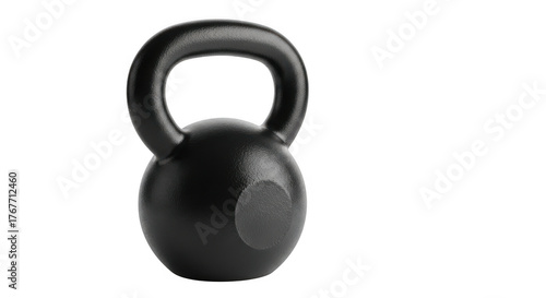 Black kettlebell isolated on transparent background