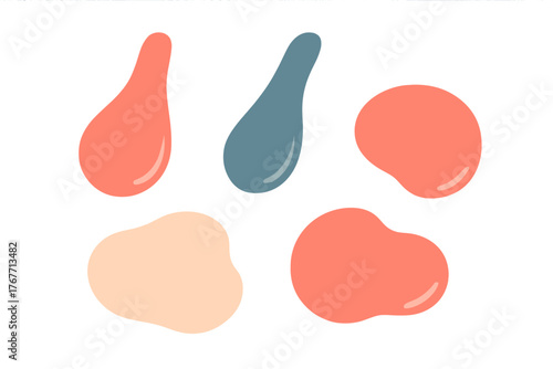 Abstract organic shapes set in trendy colors with glossy liquid texture effect