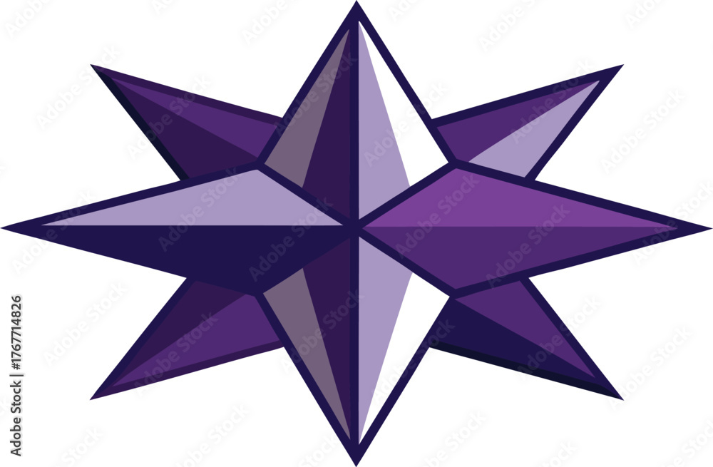 Fototapeta premium Eight pointed purple starburst geometric design