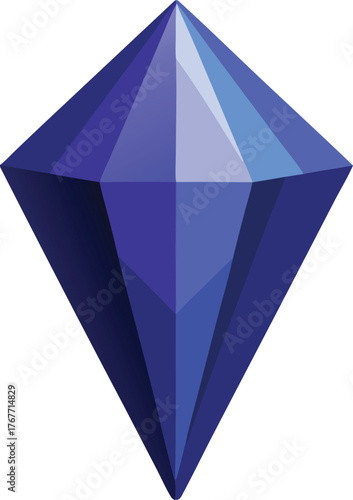 Abstract geometric blue diamond gemstone with sharp facets