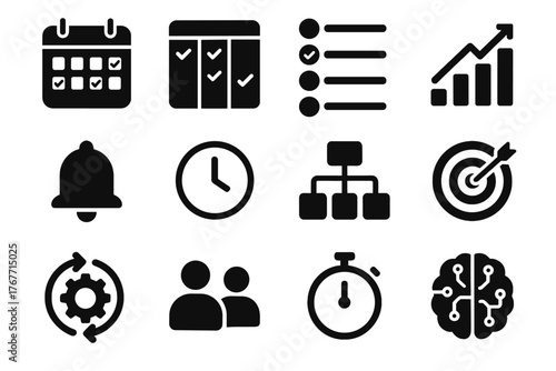 Clock ai icon icons gear vector planner flowchart collaboration time target task