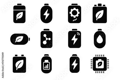 Icon smart unit icons green energy renewable hybrid bio vector capsule storage