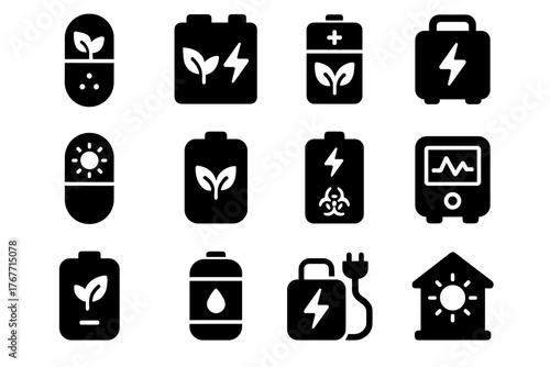 Green storage icon vector icons hub battery energy sustainable module chemical unit