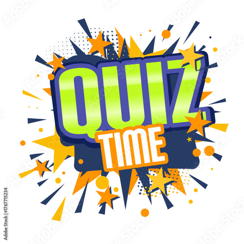 Quiz time  - colorful vector label, sticker - vector illustration