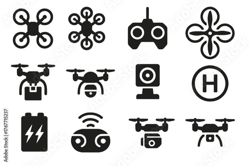 Battery cyber delivery icon camera drone hexacopter propeller vector pad quadcopter
