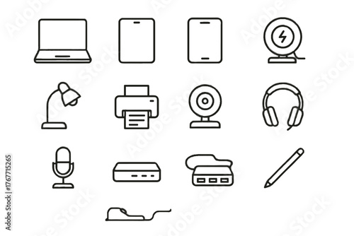 Microphone gadget vector charger usb tablet smart stylus hub icon office icons