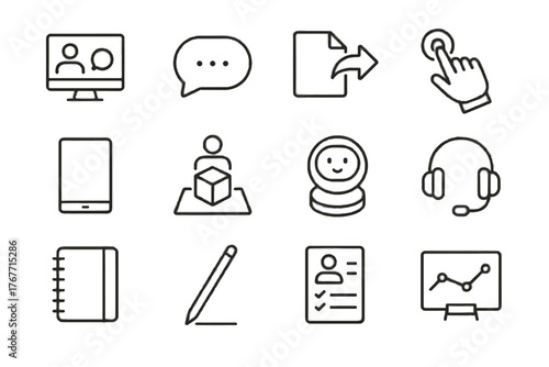 Assignment screen chat stylus vector icon icons collaboration headset assistant digital shared