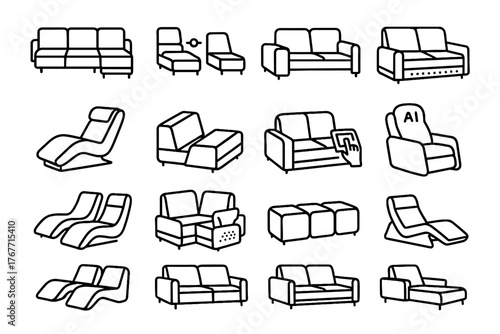 Sofa sectional vector icon modules modular smart units lounge chair adjustable sofas