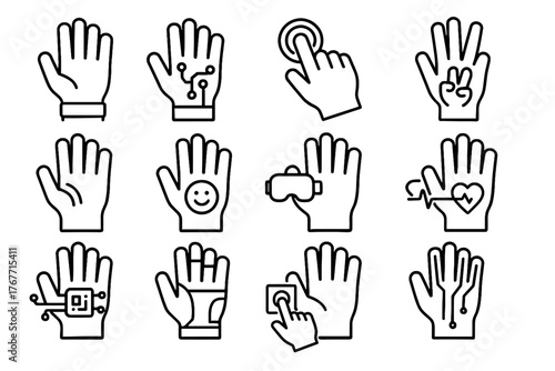 Connected ai glove smart wearable icon gesture gloves haptic vector sensor