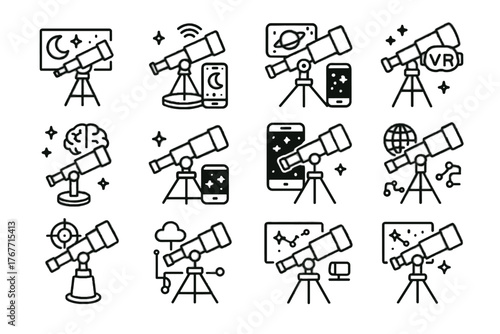 Icon ar vector observation portable telescope scope telescopes learning tracking educational tool