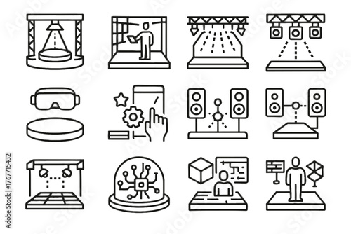Podium immersive set platform stage augmented floor array vector setup icons icon