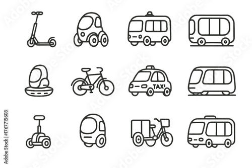 Pod taxi car micro compact vector sphere bus nano mini vehicle icon