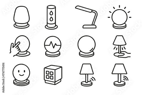 Icons lamp light vector orb intelligent emotion desk glow bedside led icon