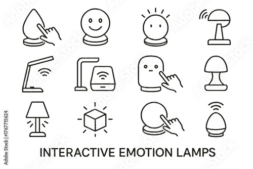 Interactive icons lamp glow mood futuristic orb icon vector table ambient