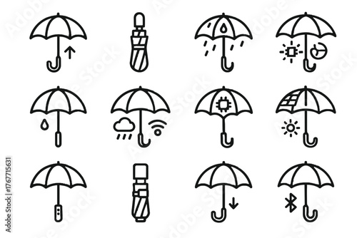 Open automatic vector icon weather icons smart ai umbrella sensor windproof