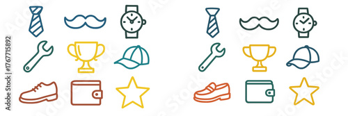 Colorful icons representing hobbies and interests displayed in a playful grid pattern