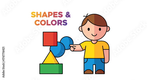 A Cheerful Child Reveals Colorful Shapes And The Intricacies Of Basic Geometry