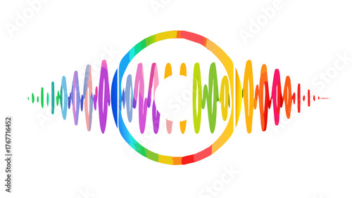 Creative vector design of colorful soundwave lines forming a circular pattern, representing music and digital audio, clean and modern style on transparent background