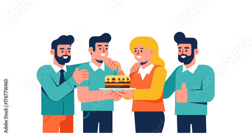 A Cheerful Gathering Celebrating A Special Day In A Corporate Or Pleasant Atmosphere