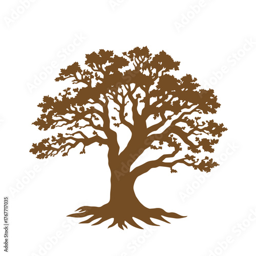 Stylized tree silhouette logo design template symbol vector illustration.