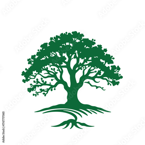 Stylized tree silhouette logo design template symbol vector illustration.