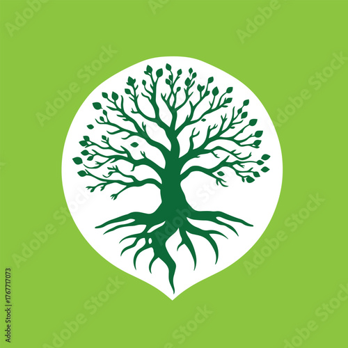 Stylized tree silhouette logo design template symbol vector illustration.