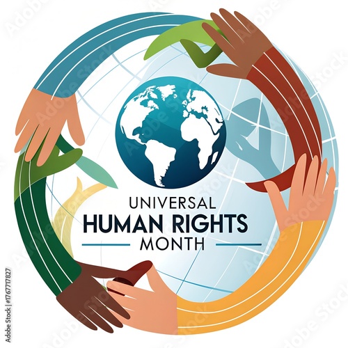 Universal Human Rights Month celebration of equality justice and freedom, Global awareness for dignity and respect for all people, Empowering humanity through compassion and diversity illustration