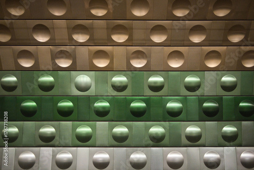 Bubble underground wall texture in metro tube prague