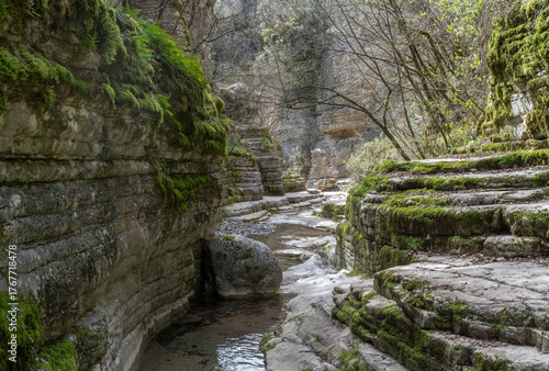 Papingo Rock Pools Formed by Waterfalls and Streams in Epirus, Greece
