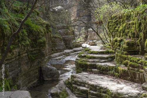 Papingo Rock Pools Formed by Waterfalls and Streams in Epirus, Greece