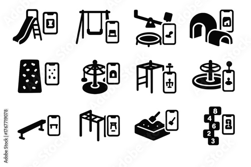 Sandbox icon playground interactive ar wall spinning ride vector monkey bars seesaw