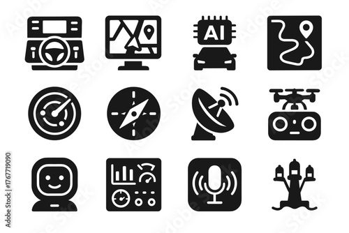 Route ai control module gps vector antenna autopilot icon panel navigation radar