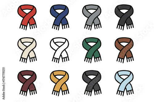 Black winter mustard ice beige green red burgundy vector icon scarf brown