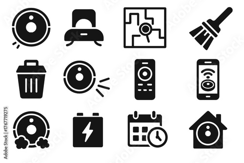 Icons obstacle brush dock vector robot sensor cleaning smart vacuum icon cleaner