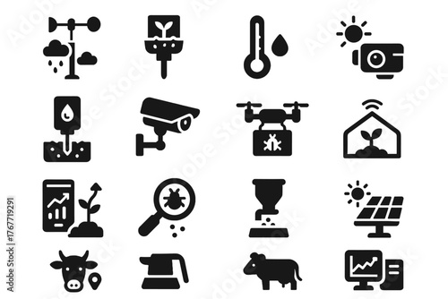 Gauge feeder greenhouse vector growth icons detector pest monitoring temperature panel icon