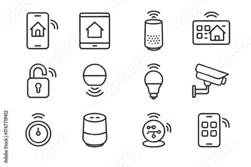 Home ai voice smart icon vector panel assistant led smartphone thermostat