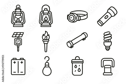 Icon lamp lighting flashlight tube hook hanging vector led waterproof icons energy