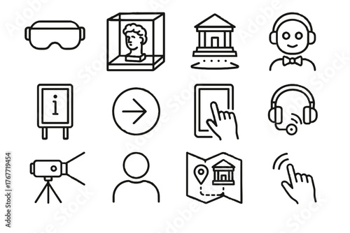 Augmented holographic ai icon info navigation icons screen vector panel museum interactive